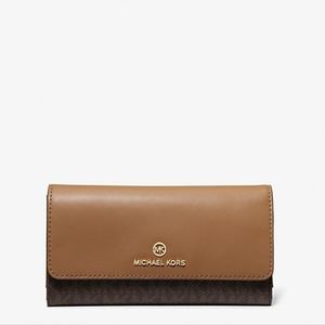 Michael Kors Large Logo and Leather Tri-Fold Wallet